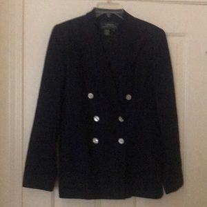 Double breasted navy linen jacket